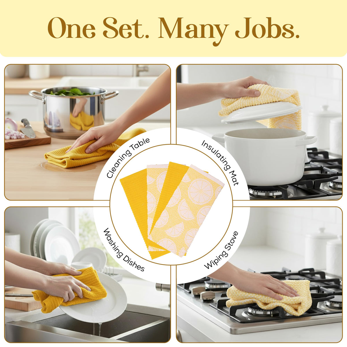 MosJos decorative towel set brightens countertops with sunny citrus hues
