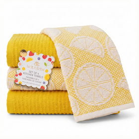 MosJos solid yellow ribbed kitchen towel 18x28 inches for quick drying and vibrant countertop decor