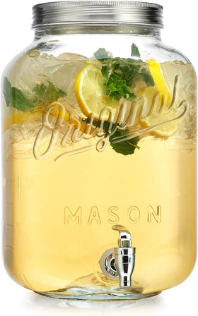 MosJos two-gallon glass dispenser opening for easy filling and ice addition.