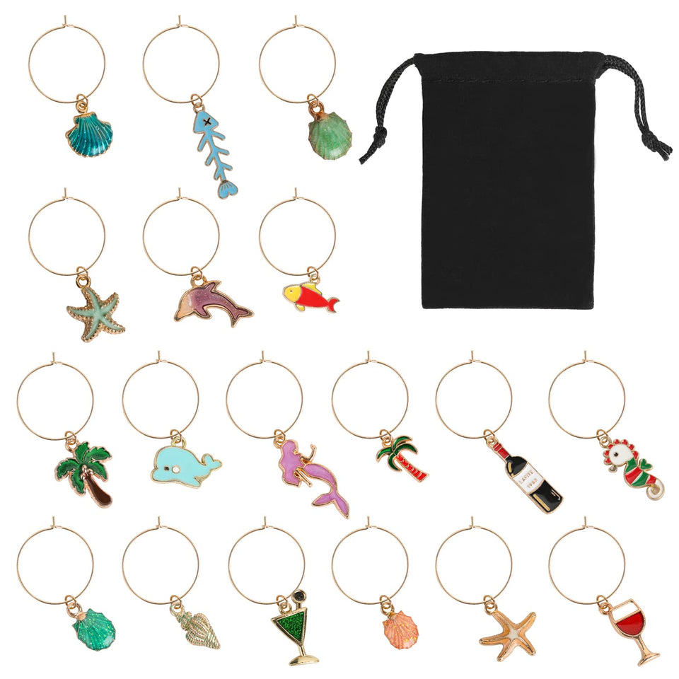 MOSNLEILA wine glass charms with beach theme help identify glasses at parties