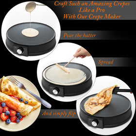 Moss & Stone crepe maker anti-slip feet keep the unit stable during use.