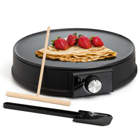 Moss & Stone 12-inch crepe maker top view showing even heating for perfect crepes.