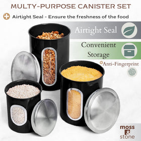 Moss & Stone large canister ideal for beans or flour with clear visibility.