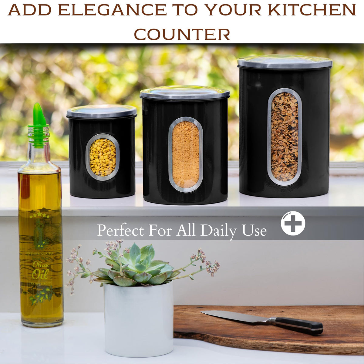 Moss & Stone small canister stores spices or sugar neatly.