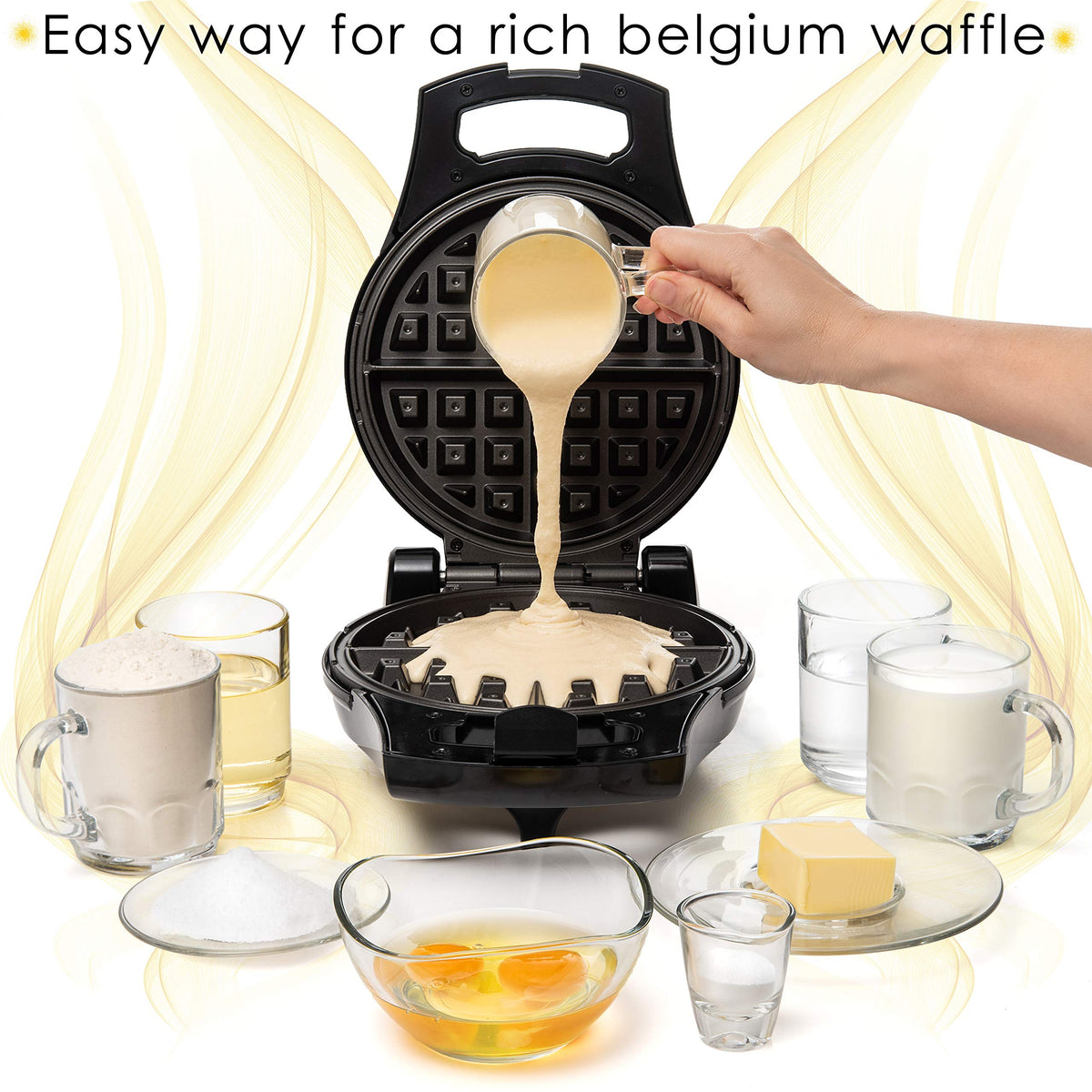 Moss & Stone waffle grid detail, nonstick surface for easy release.