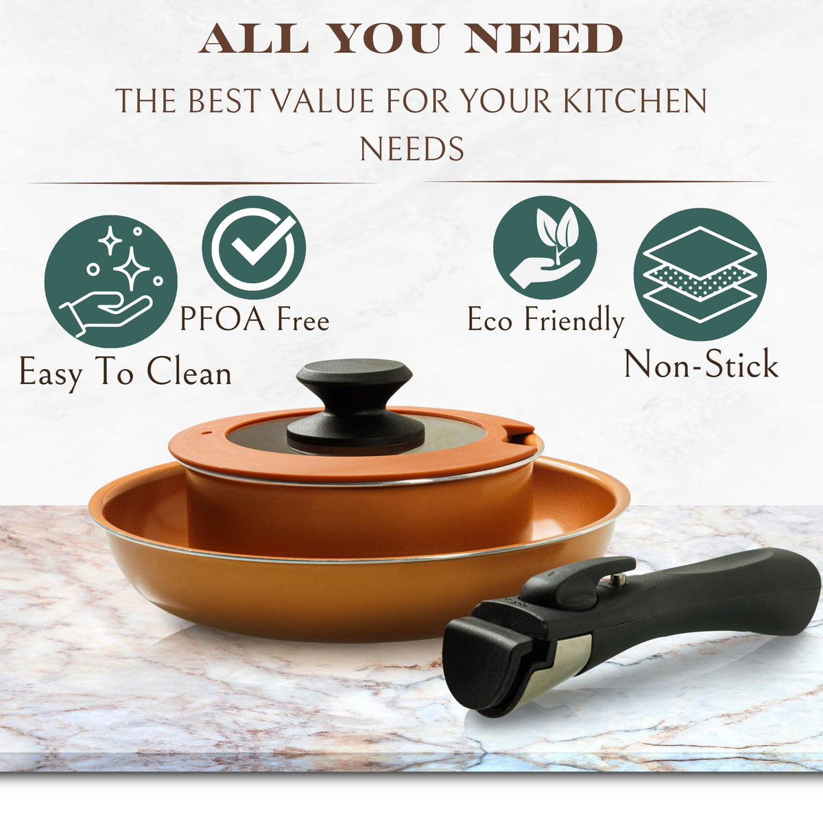 Moss & Stone induction-ready copper set shown on a stovetop.