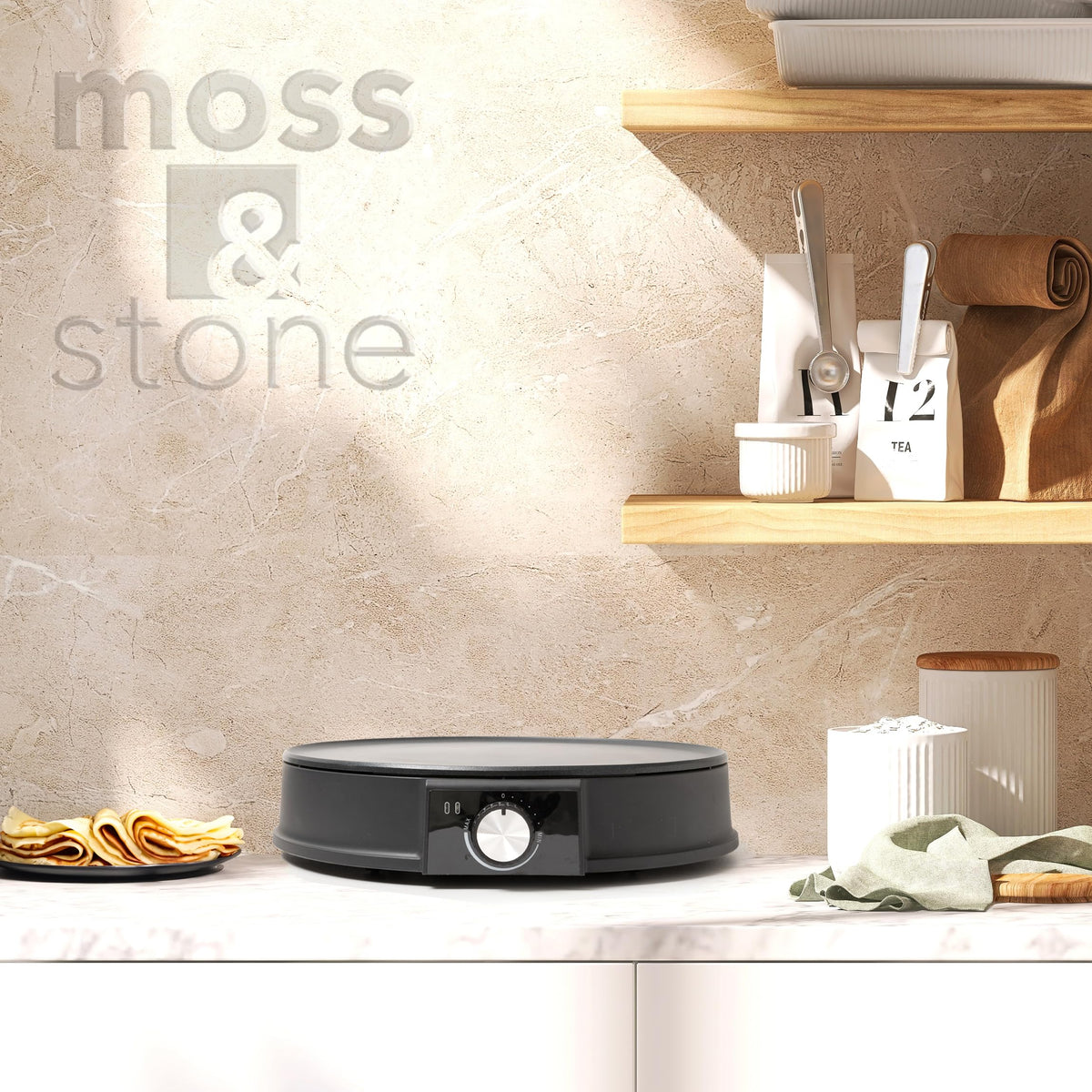 Moss & Stone cord wrap storage keeps your counter tidy.