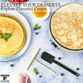 Moss and Stone die-cast aluminum crepe pan heats quickly and evenly.