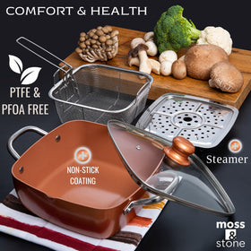 Moss & Stone dishwasher-safe coating for easy cleanup.