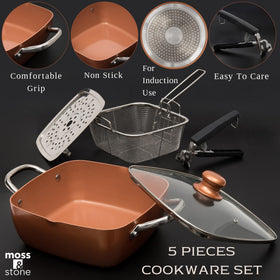 Moss & Stone copper fry basket included for crispy results.