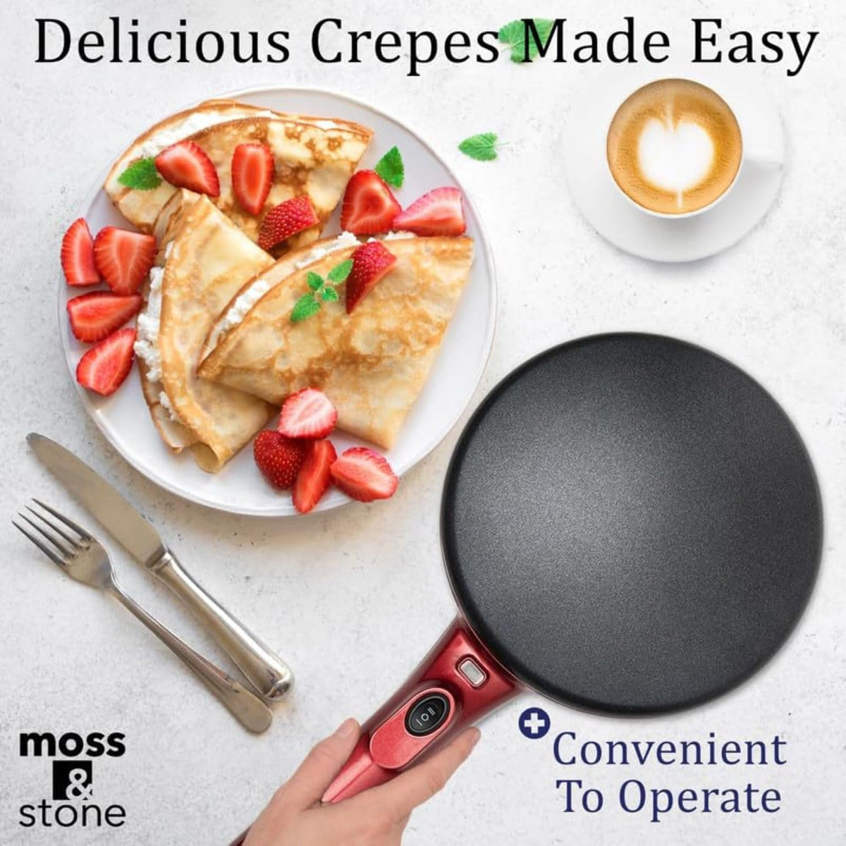 Moss and Stone easy-clean surface wipes down in seconds after cooking.