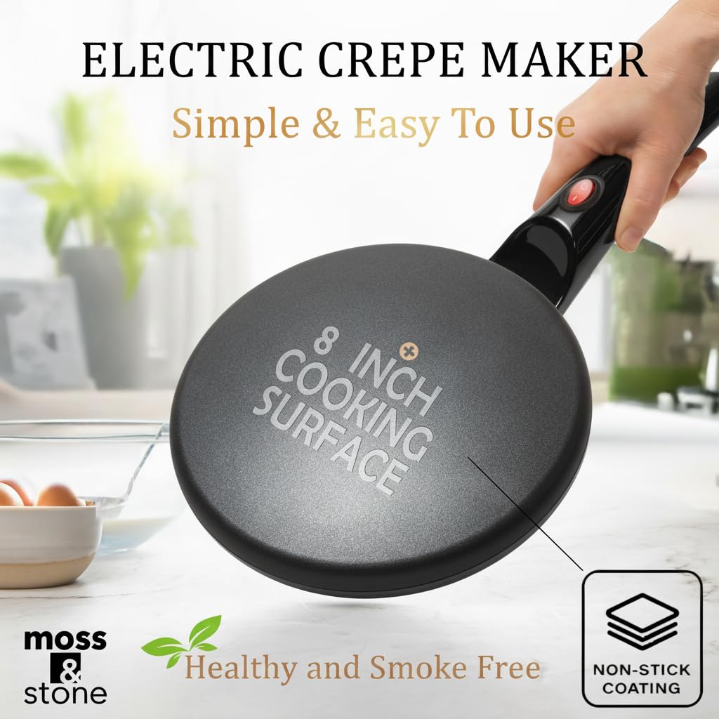 Moss & Stone crepe pan on countertop showing compact design