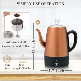Moss & Stone electric coffee percolator for quick, convenient brewing