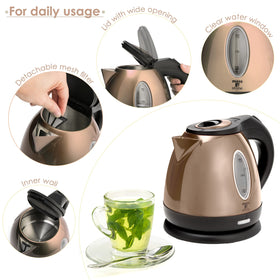 Moss & Stone cordless kettle on a 360° base for flexible pouring.