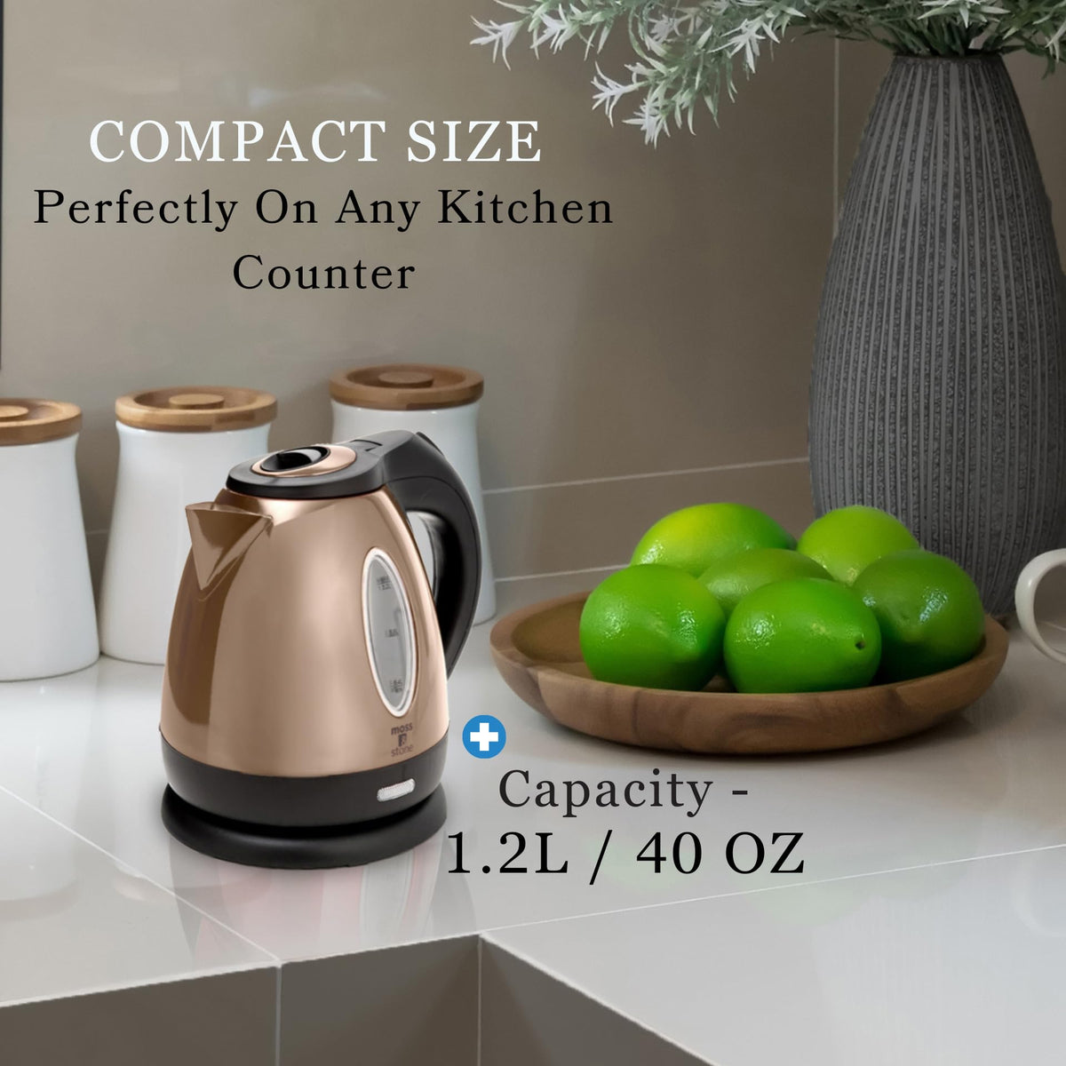 Moss & Stone kettle water window enables precise filling and checks.