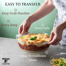 Moss & Stone oven-safe borosilicate bakeware for trusted high-heat cooking.
