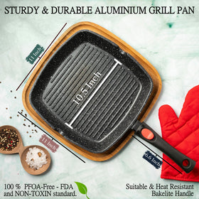 Moss & Stone square grill pan induction-ready base suitable for all stovetops.