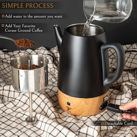Moss & Stone stainless-steel body: durable construction for everyday brewing with BPA-free design.