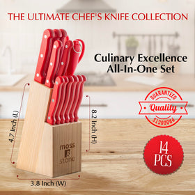 Moss & Stone steak knives set for clean, precise cuts.