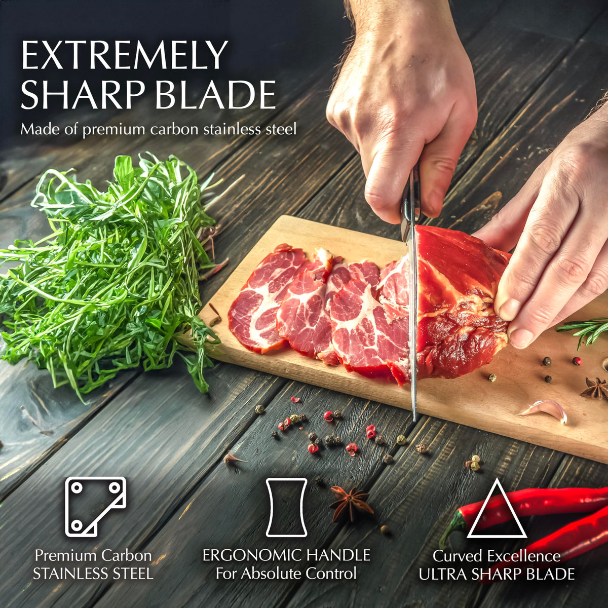 Wooden knife block protects blades and keeps counter tidy