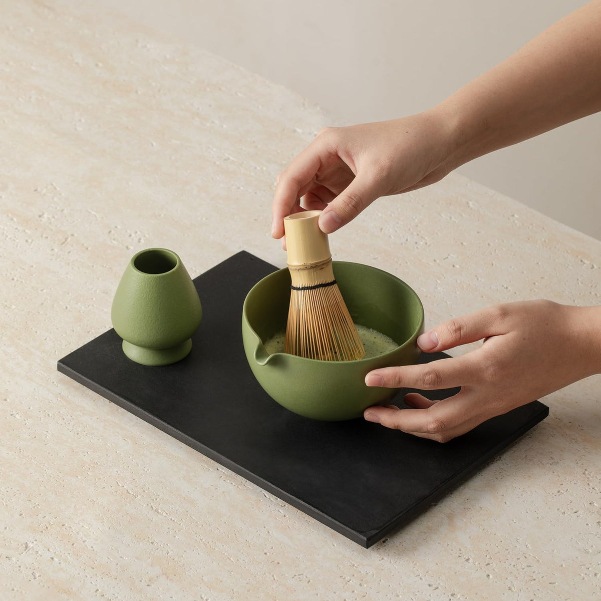 Mossen tea scoop measures precise portions for consistent batches.