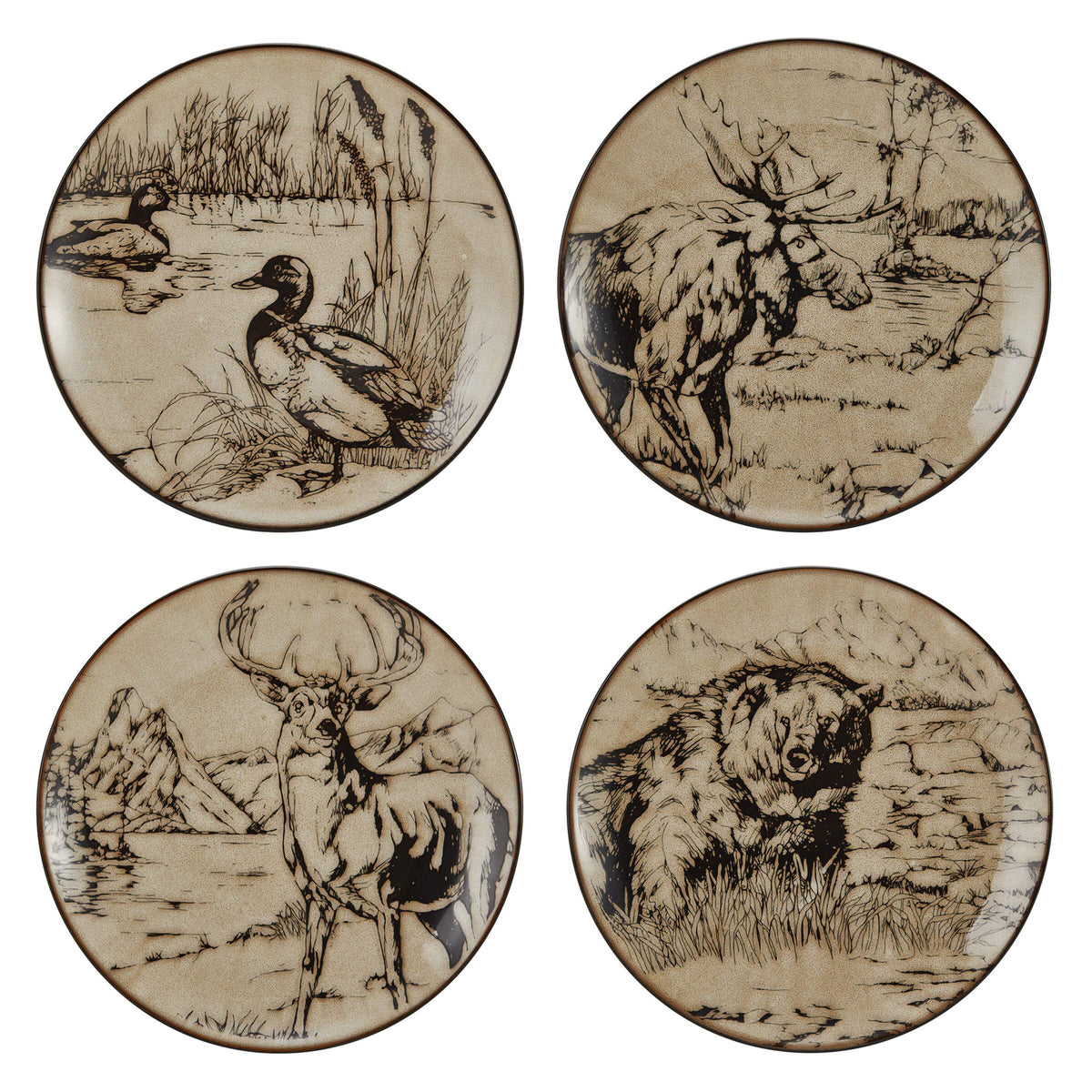Mossy Oak deer sketch mug with beige glaze; great for coffee and warm beverages.