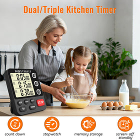 MOSTRUST kitchen timer magnetic back stays secure on the fridge.
