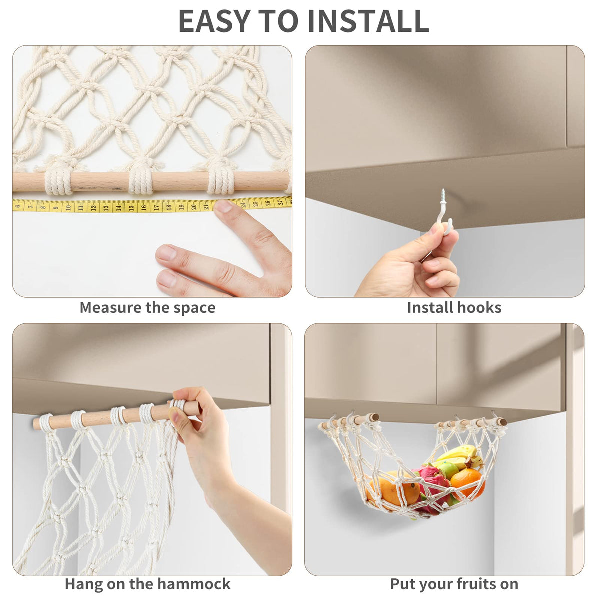 Motarna kitchen decor adds natural texture and organized storage.