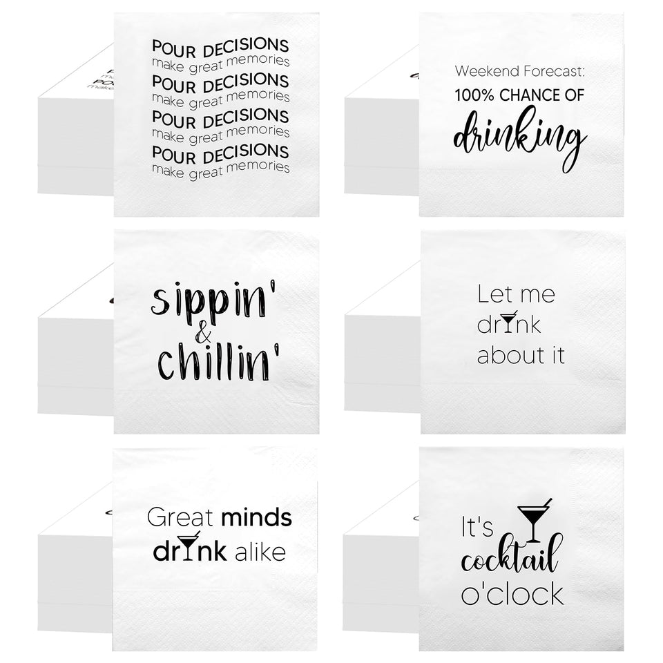 MotiMind funny cocktail napkins with six quotes add flair to stylish parties
