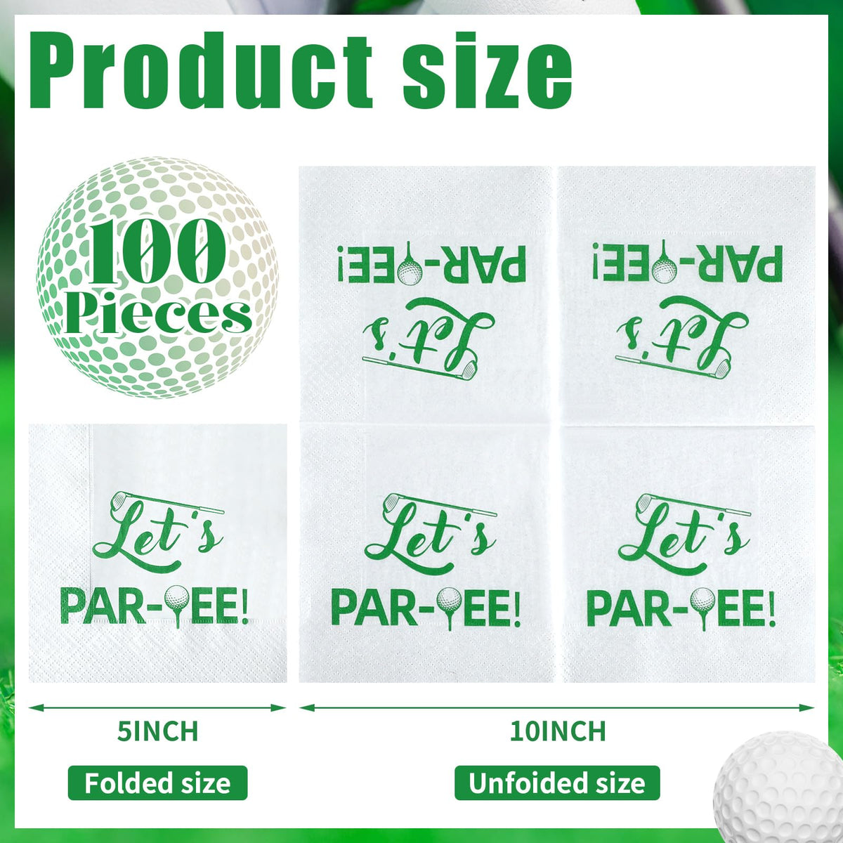 MotiMind golf napkins 100-count pack for effortless party prep and cleanups.