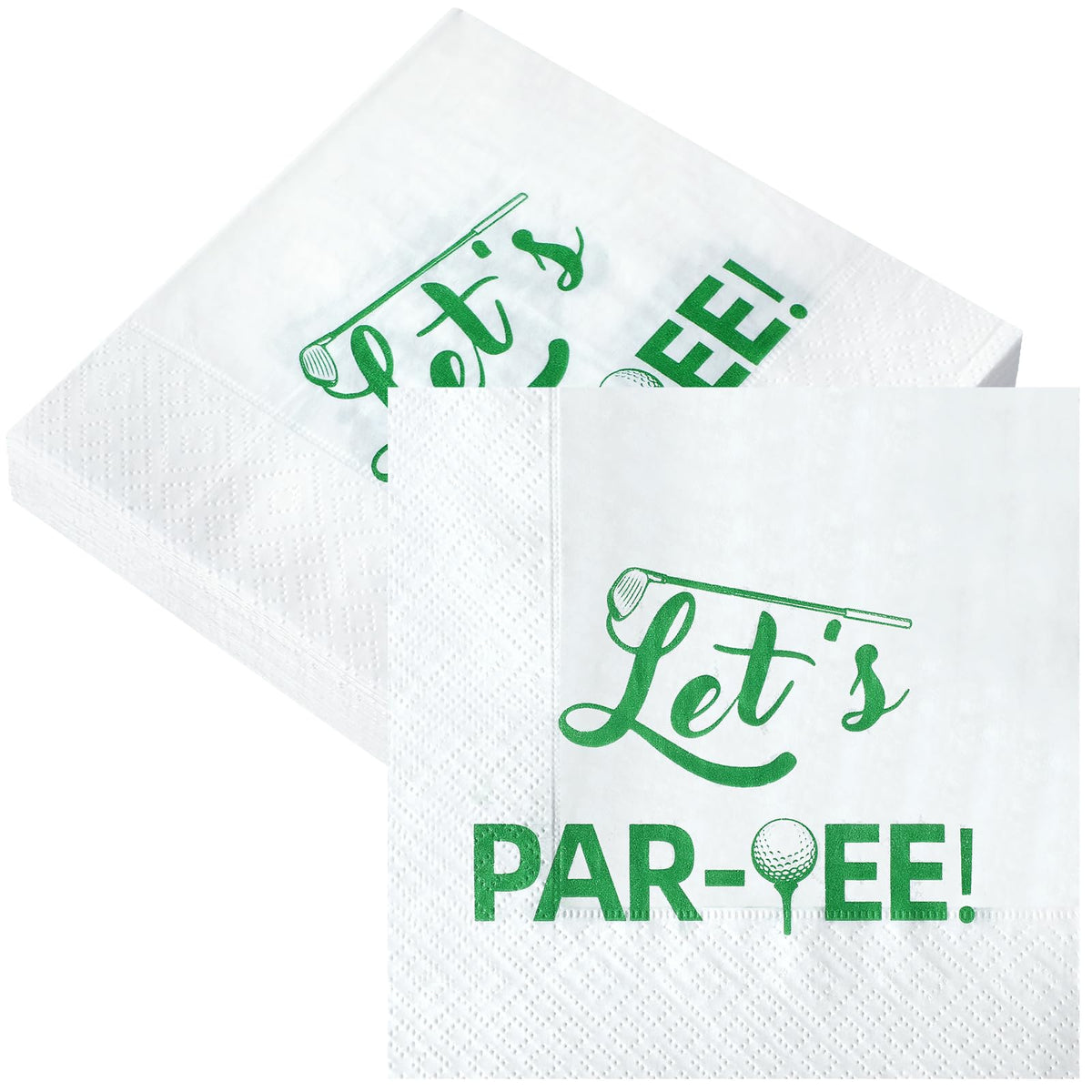 MotiMind golf napkins 5x5 green and white pattern ideal for party table decor.