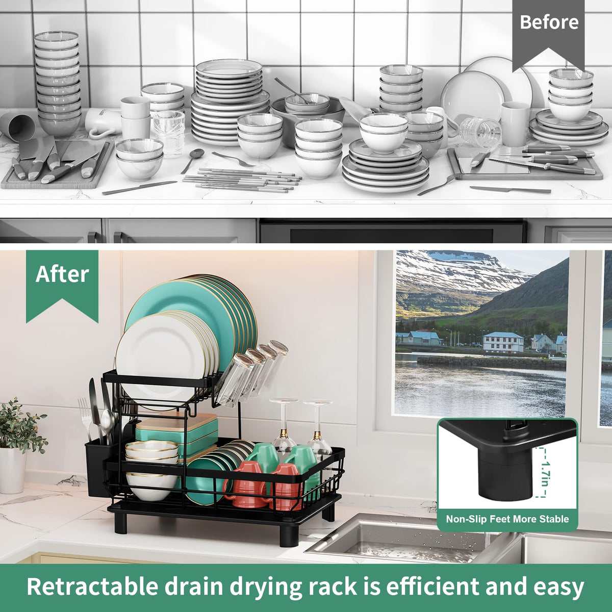MOUKABAL two-tier design maximizes storage and reduces clutter