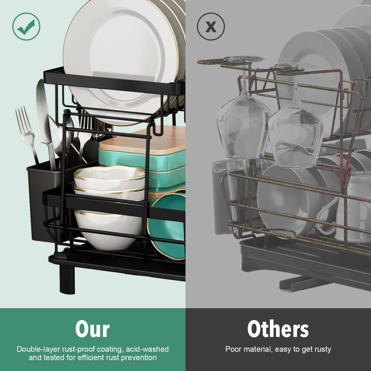 MOUKABAL large capacity rack holds daily family dish loads