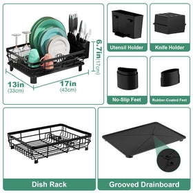 MOUKABAL dish drying rack removable utensil holder keeps cutlery organized during drying