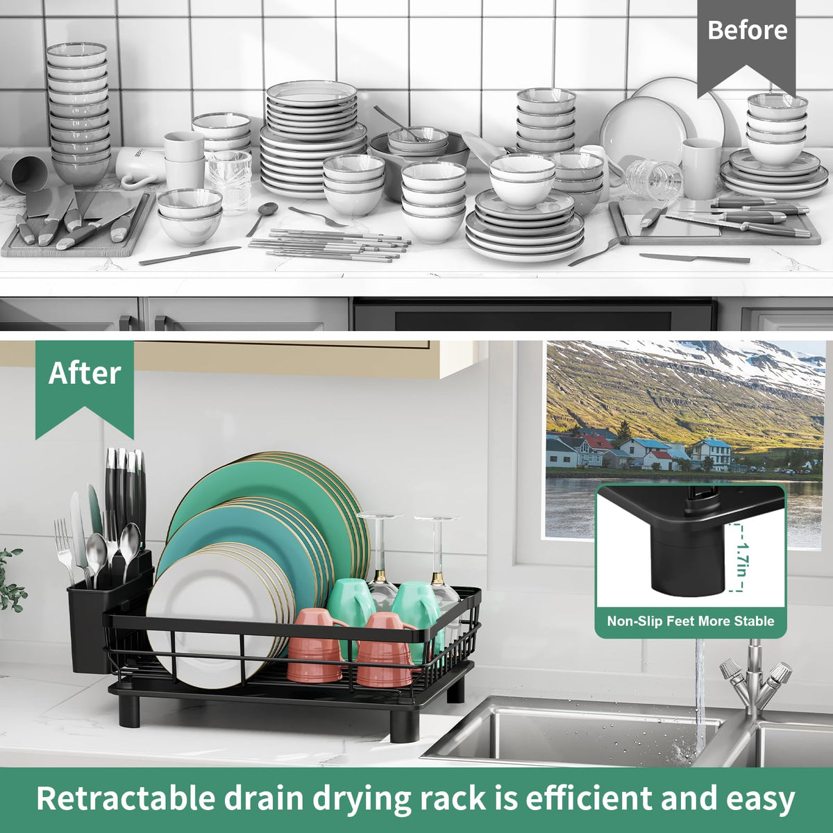 MOUKABAL sturdy metal frame secures dishes during drying
