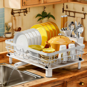 MOUKABAL dish drying rack, white modern design, keeps counters dry.