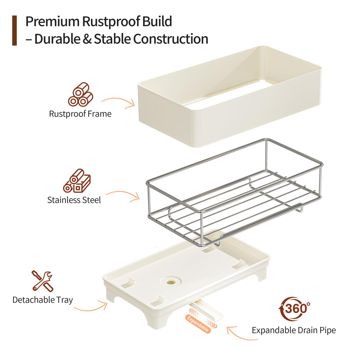 MOUKABAL rustproof stainless steel design resists corrosion in busy kitchens.