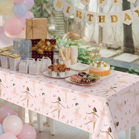 Moukeren disposable pink tablecover 3-pack protects surfaces