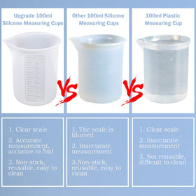 Moukiween 100ml silicone mixing cup with pour spout for resin projects.