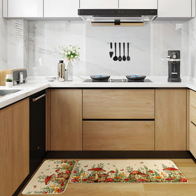 Moutina Mushroom Snail Kitchen Rug 17x29 at entryway highlights low-profile design.