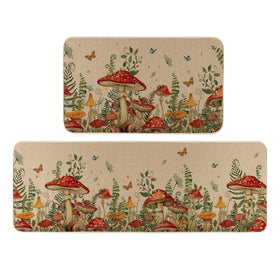 Moutina Mushroom Snail Kitchen Rug 17x29 pattern adds festive entryway charm.