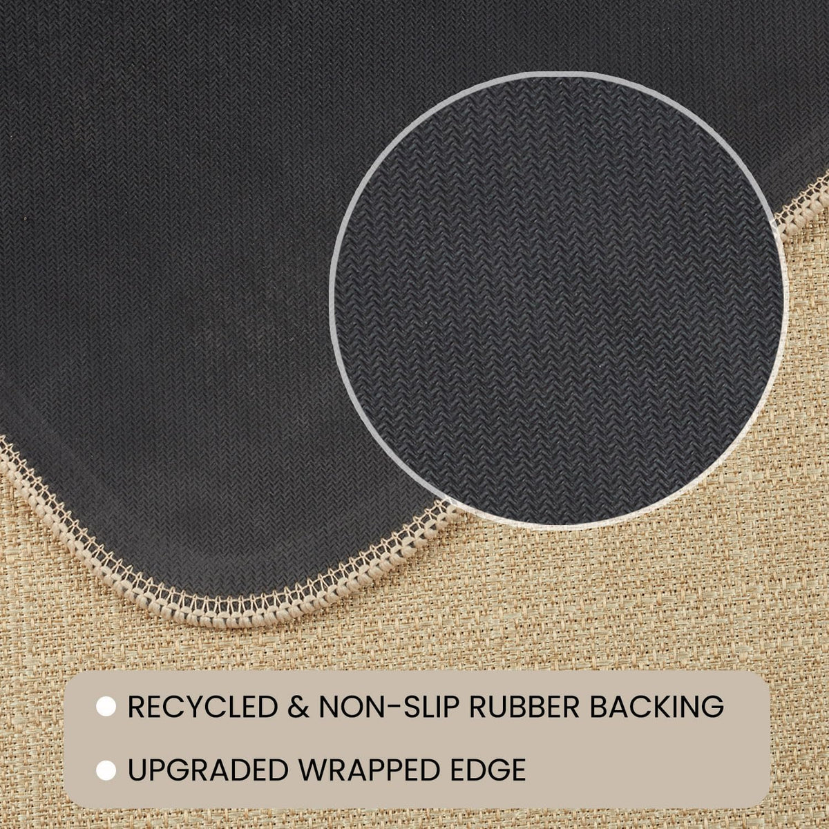 Moutina Mushroom Snail Kitchen Rug with non-slip backing stays in place.