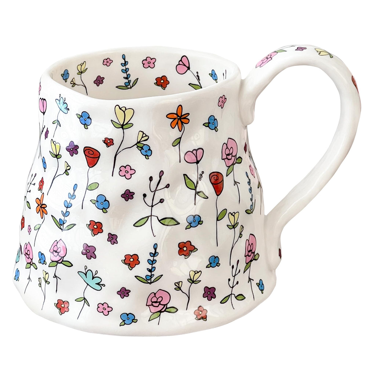 Movlen 20oz floral ceramic coffee mug with vibrant design for everyday use