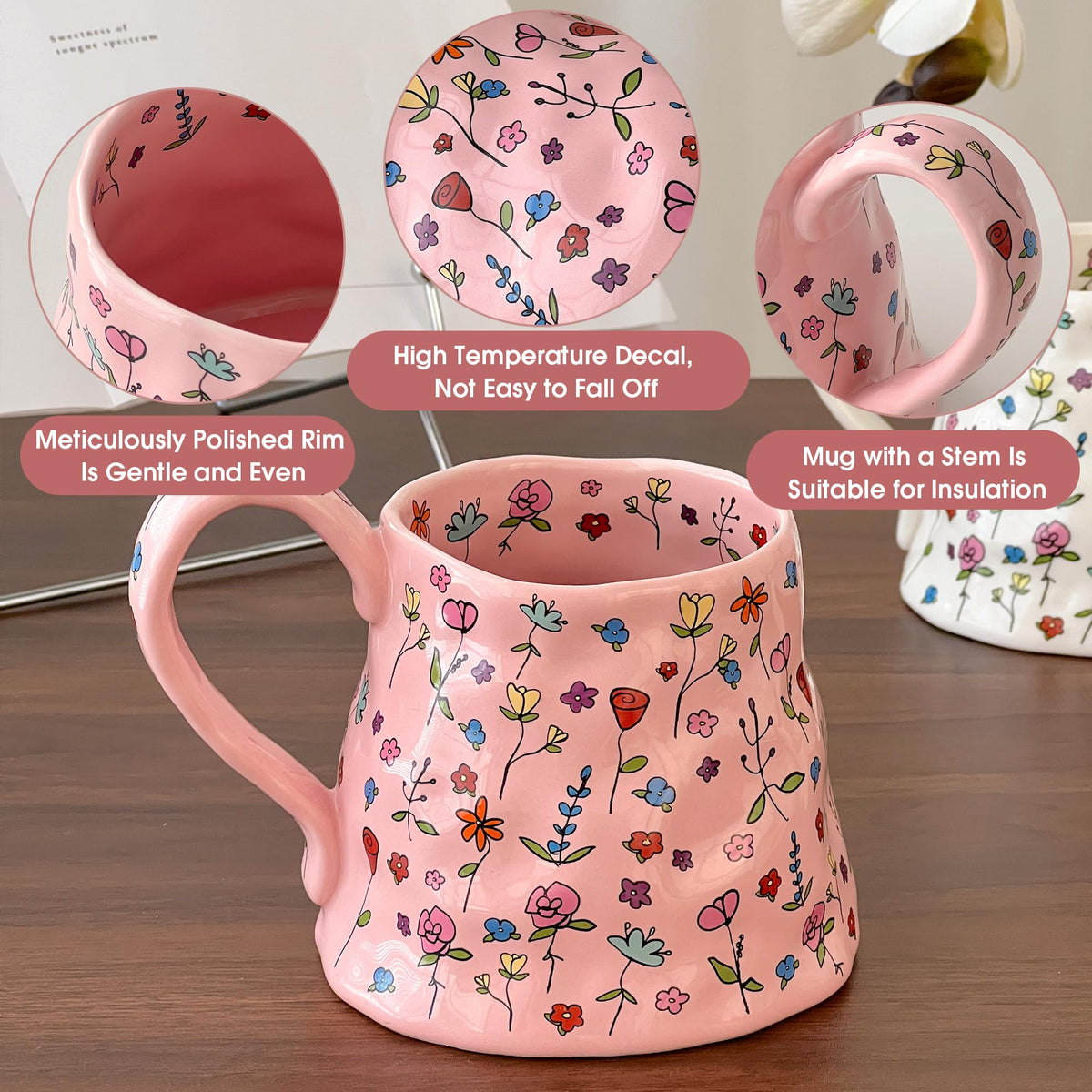 Movlen handcrafted ceramic mug featuring a unique irregular shape and artisanal charm