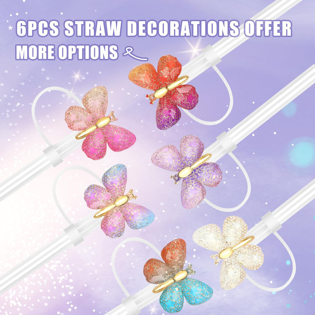 Movolivi glitter toppers fit 10 mm straws for Stanley cups, featuring reusable, safe silicone.