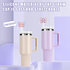 Colorful caps protect straw interiors from dust and particles during travel.