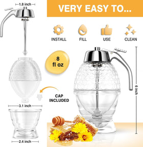 MOYAC honey dispenser pour-handle enables precise drizzle on pancakes and tea