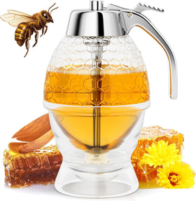 MOYAC honey no-drip dispenser in glass 8oz for mess-free pour over tea and toast
