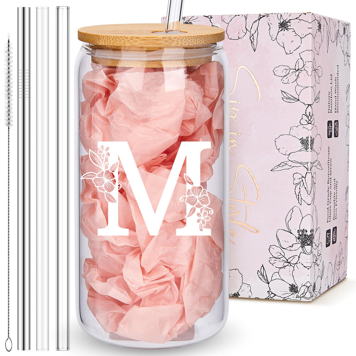 Mozaba personalized tumbler with monogram initials and bamboo lid for stylish gifting.