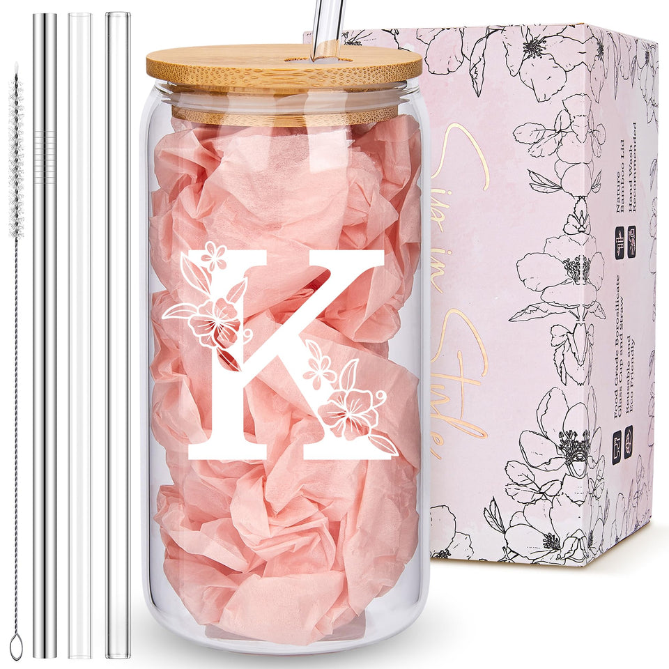 Mozaba personalized tumbler monogram initials with bamboo lid for a stylish gift.